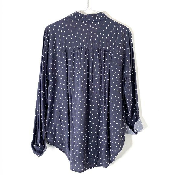 LOFT Navy White Polka Dot Button Blouse NWT - Picture 5 of 7